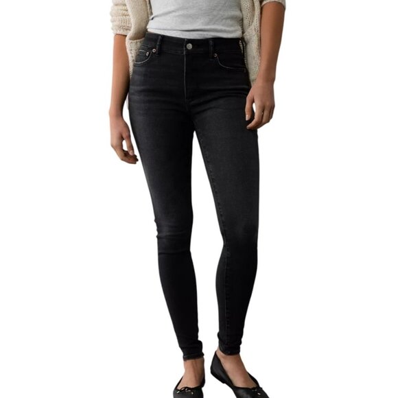 American Eagle Womens High Waist Jeggings Size 4 Black Modern Timeless Edgy - Picture 1 of 6